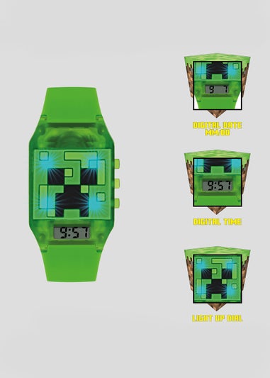 Kids Green Minecraft Light Up Digital Watch (One Size)