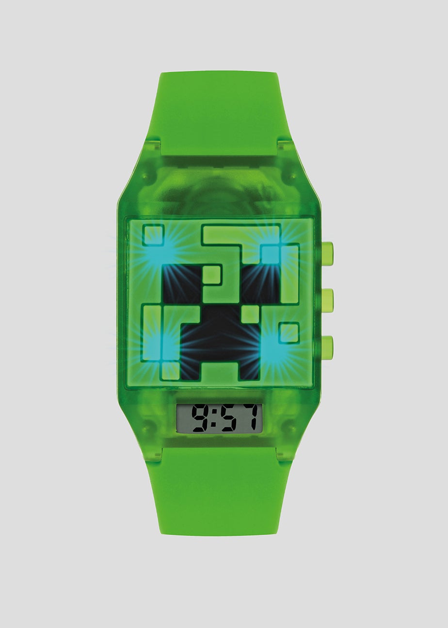 Kids Green Minecraft Light Up Digital Watch (One Size)