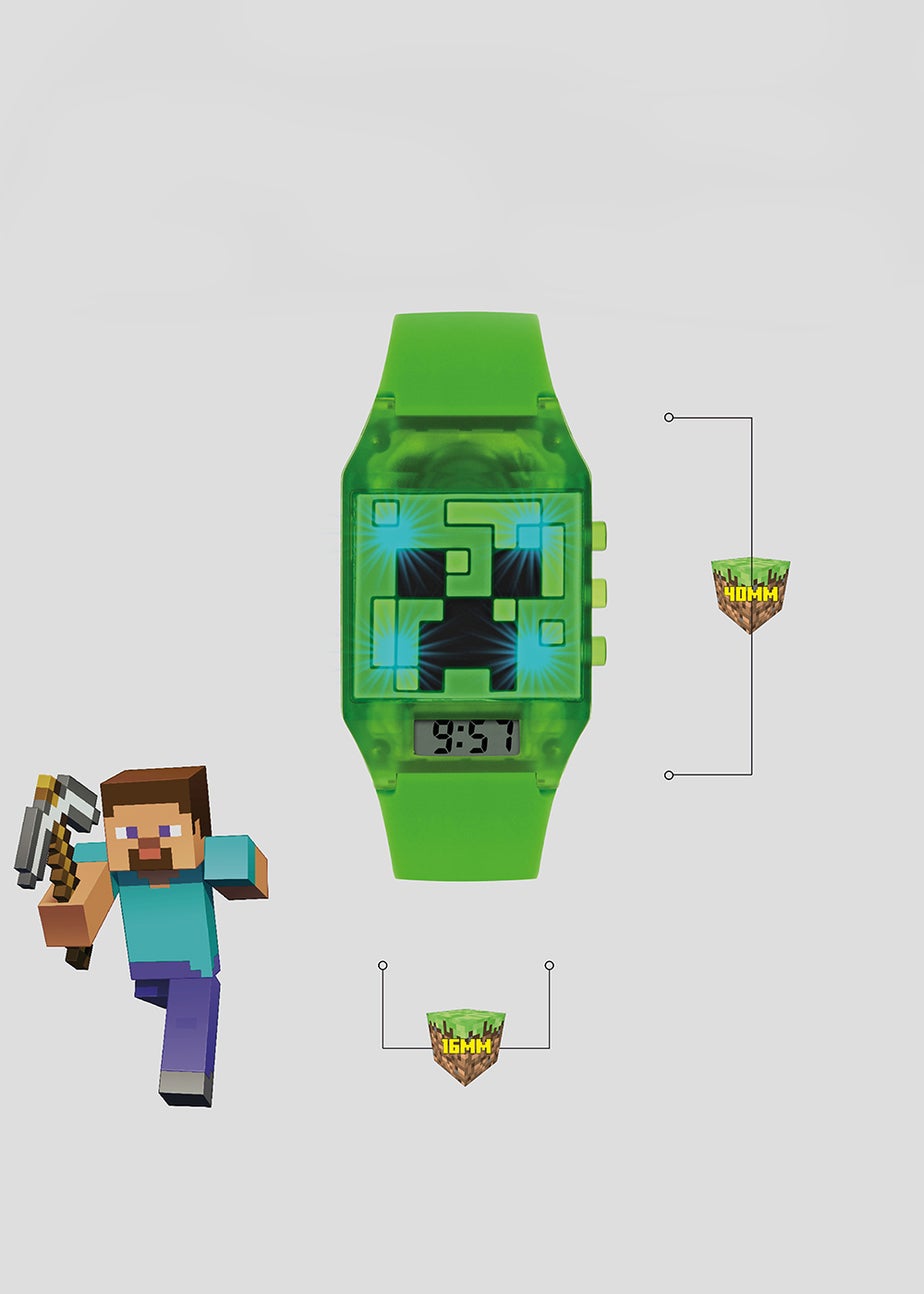 Kids Green Minecraft Light Up Digital Watch (One Size)