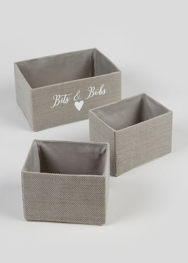 3 Pack Grey Bits & Bobs Storage Baskets