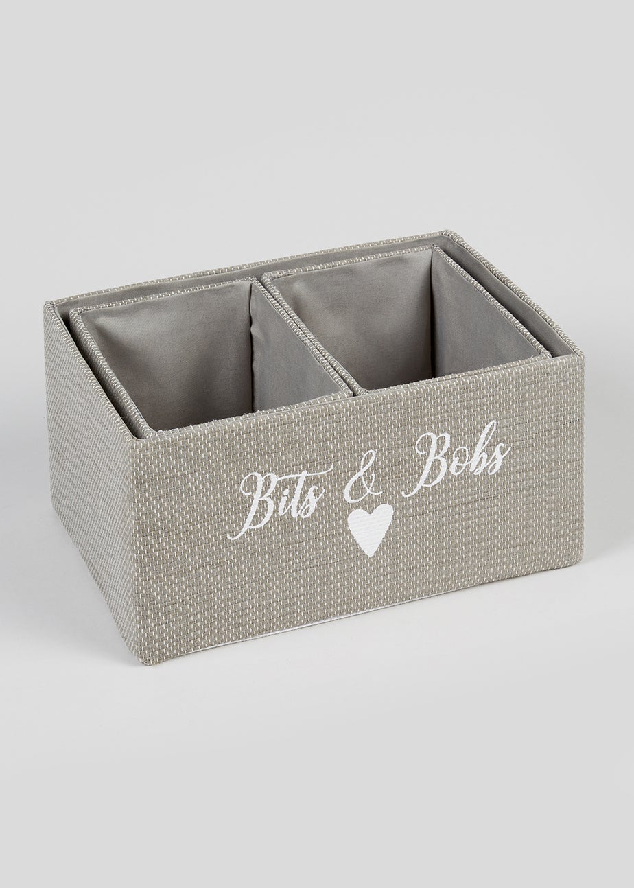 3 Pack Grey Bits & Bobs Storage Baskets