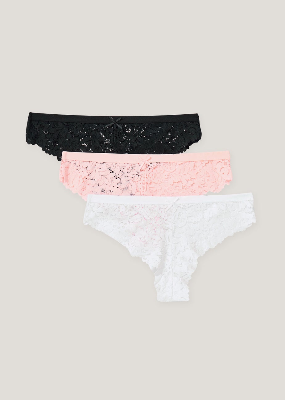3 Pack Lace Brazilian Knickers