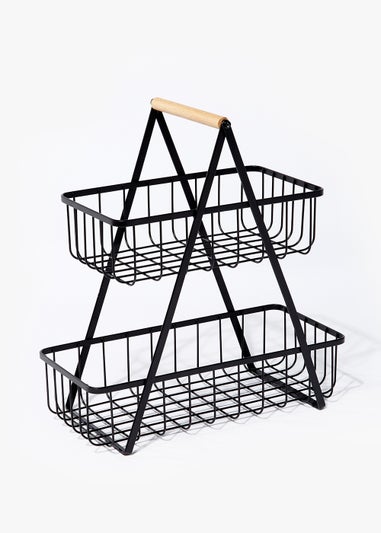 Black Wire Two Tier Storage Basket