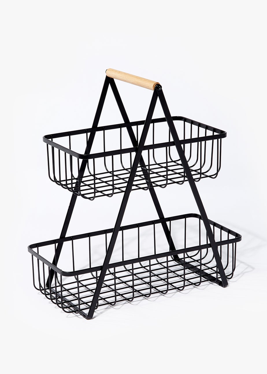 Black Wire Two Tier Storage Basket