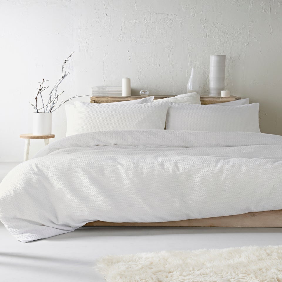 100% Cotton White Waffle Duvet Cover