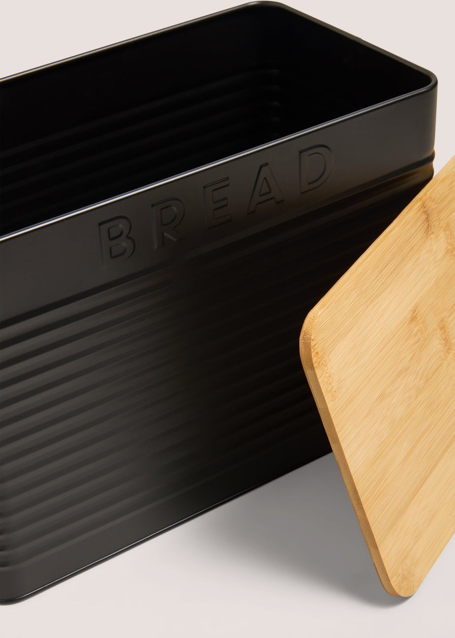 Black Metal Lidded Bread Bin