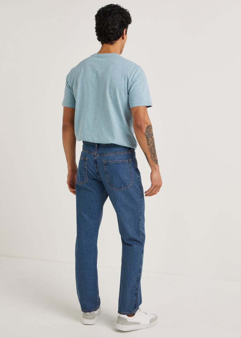 Mid Wash Straight Fit Rigid Jeans