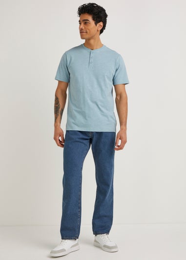 Mid Wash Straight Fit Rigid Jeans