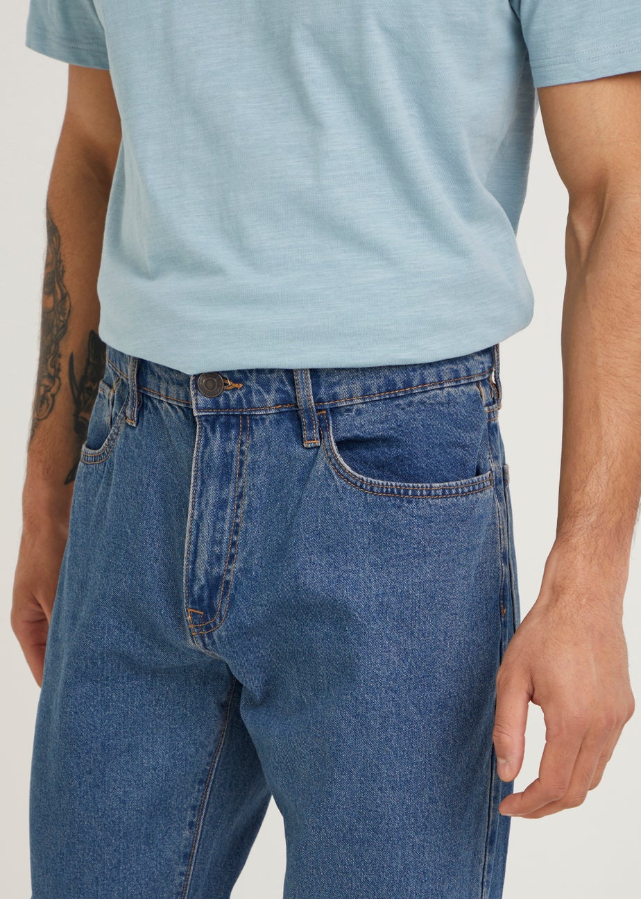 Mid Wash Straight Fit Rigid Jeans