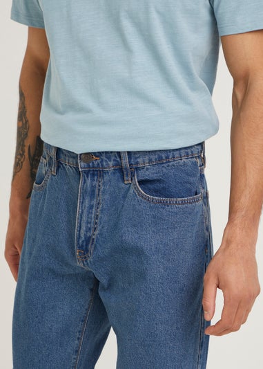Mid Wash Straight Fit Rigid Jeans