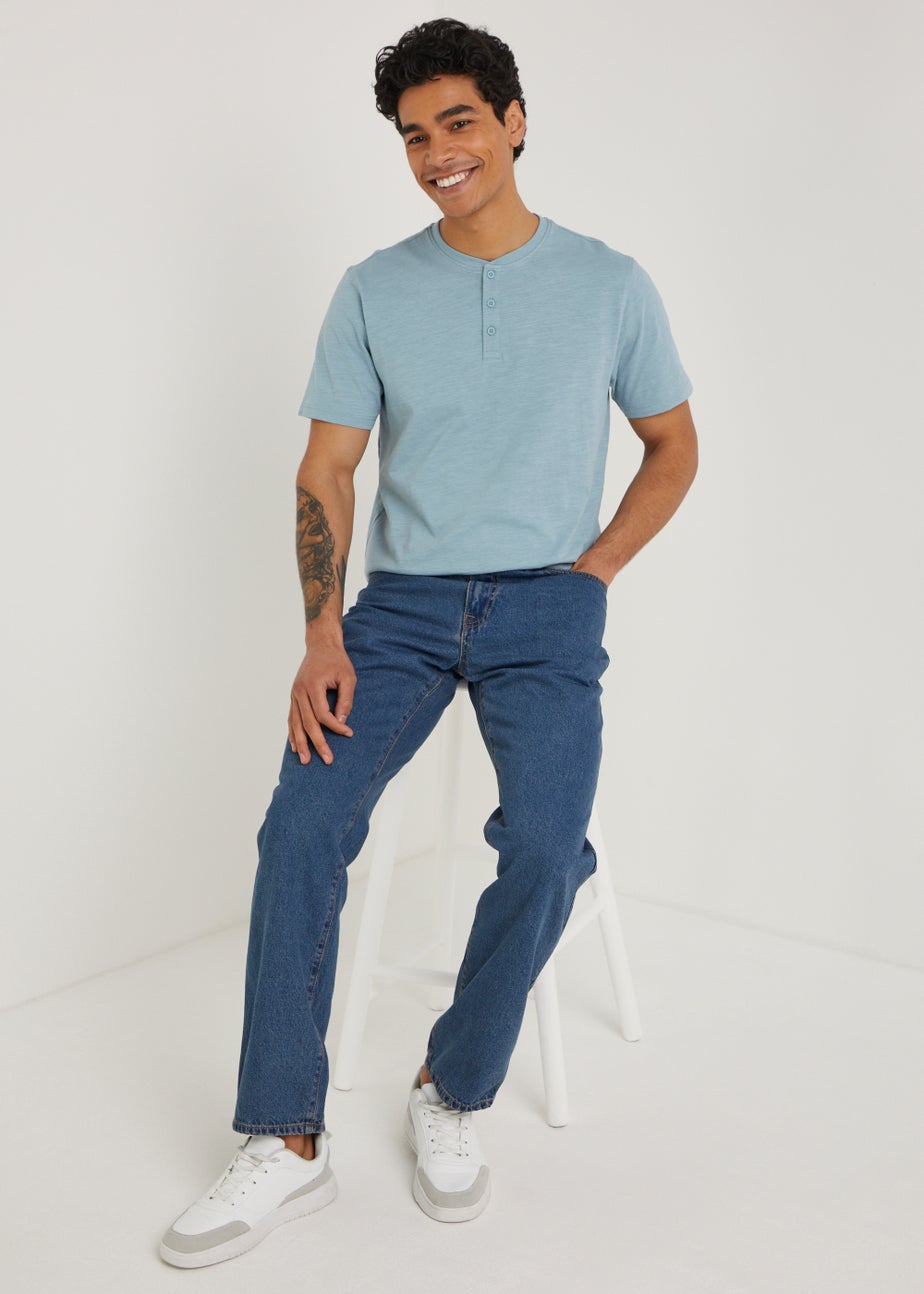 Mid Wash Straight Fit Rigid Jeans