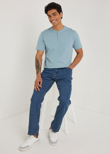 Mid Wash Straight Fit Rigid Jeans