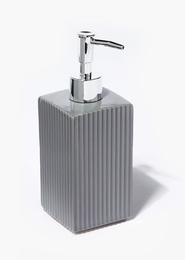 Ridged Square Ceramic Soap Dispenser (18cm x 7cm x 7cm)