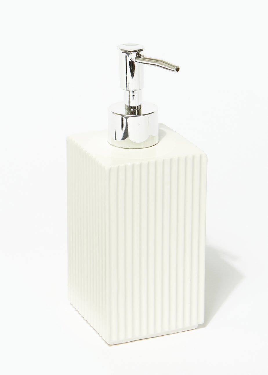 Ridged Square Ceramic Soap Dispenser (18cm x 7cm x 7cm)