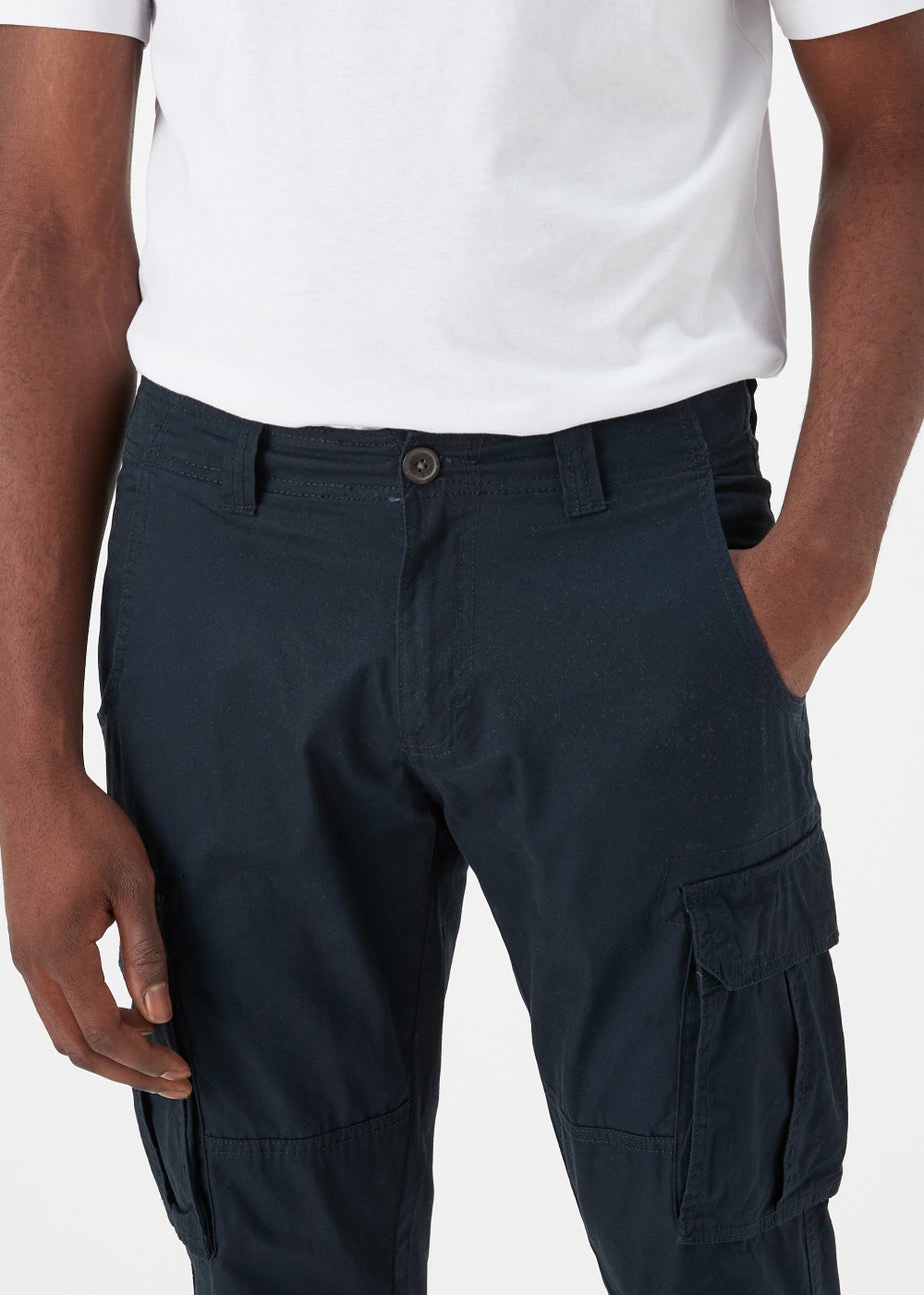 Navy Slim Fit Cargo Trousers
