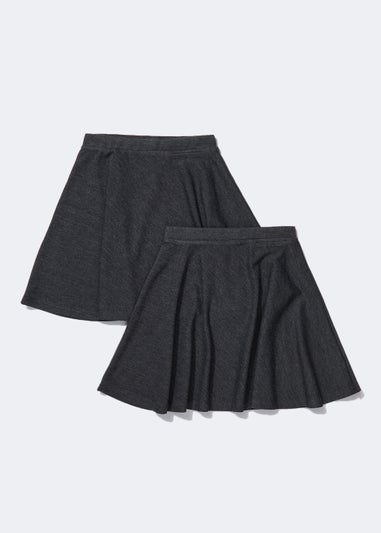 Girls 2 Pack Grey Jersey School Skirts (4-13yrs)