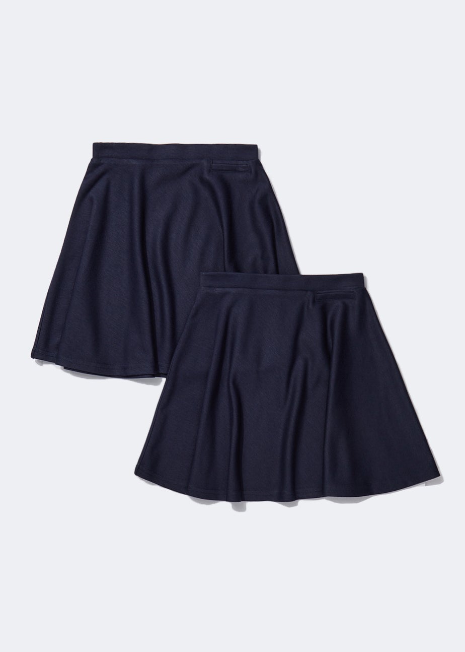 Girls 2 Pack Navy Skater School Skirts (4-13yrs)