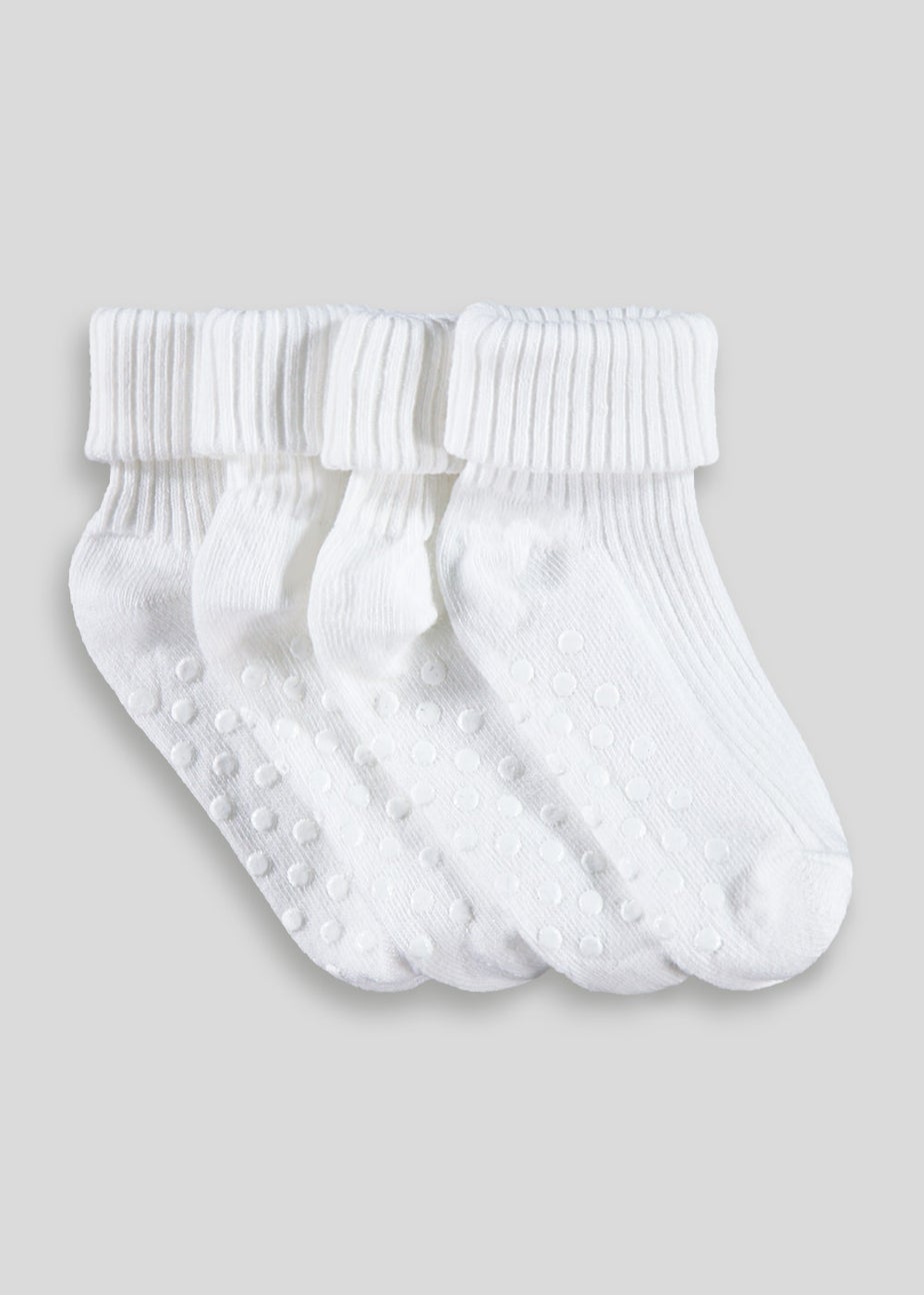 4 Pack White Ribbed Baby Socks (Newborn-12mths)