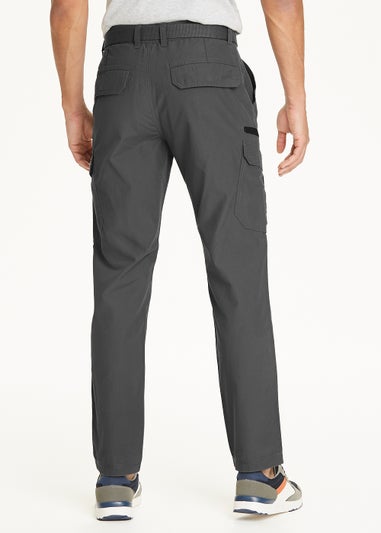 Grey Straight Fit Belted Cargo Trousers