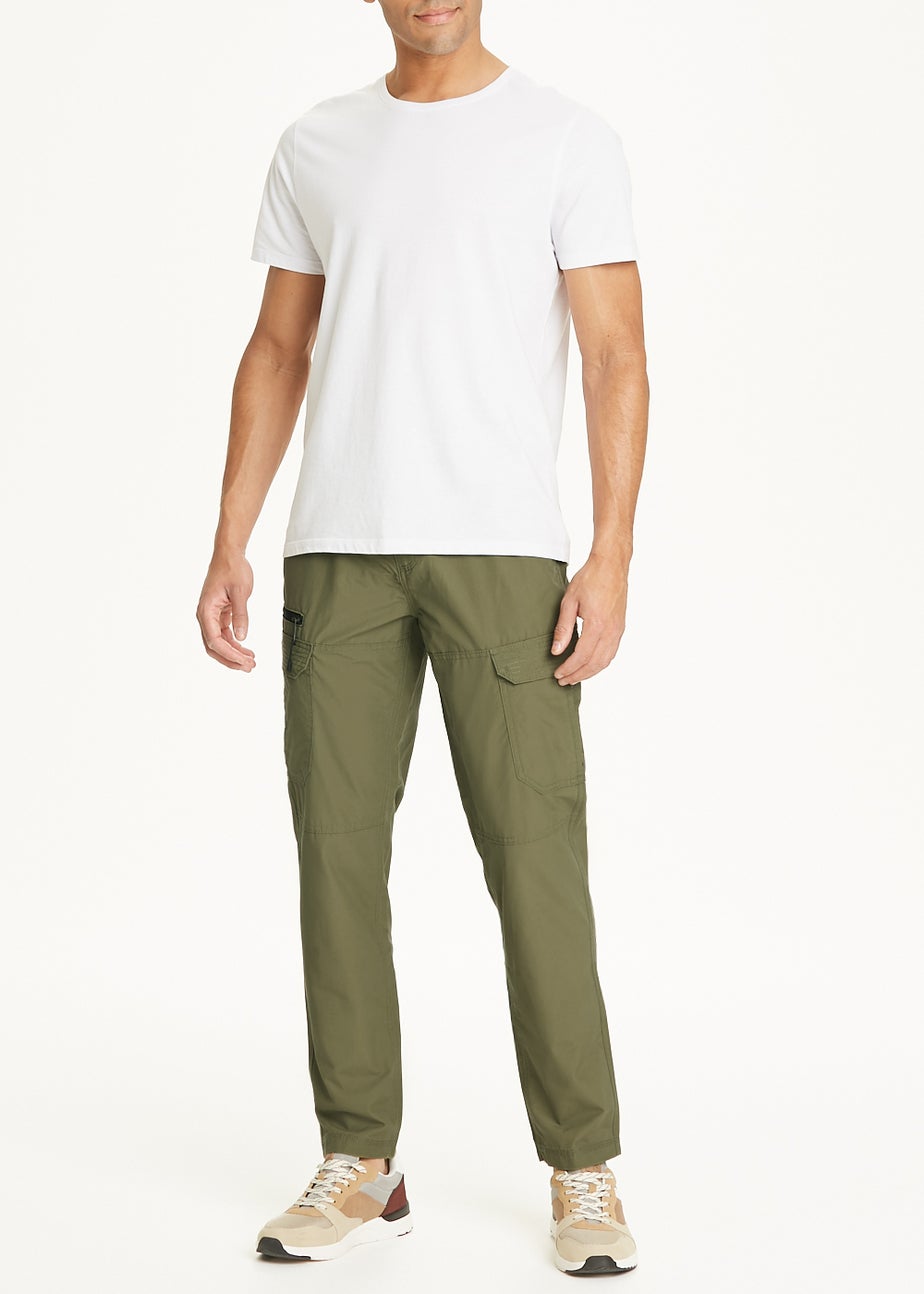 Khaki Straight Fit Belted Cargo Trousers