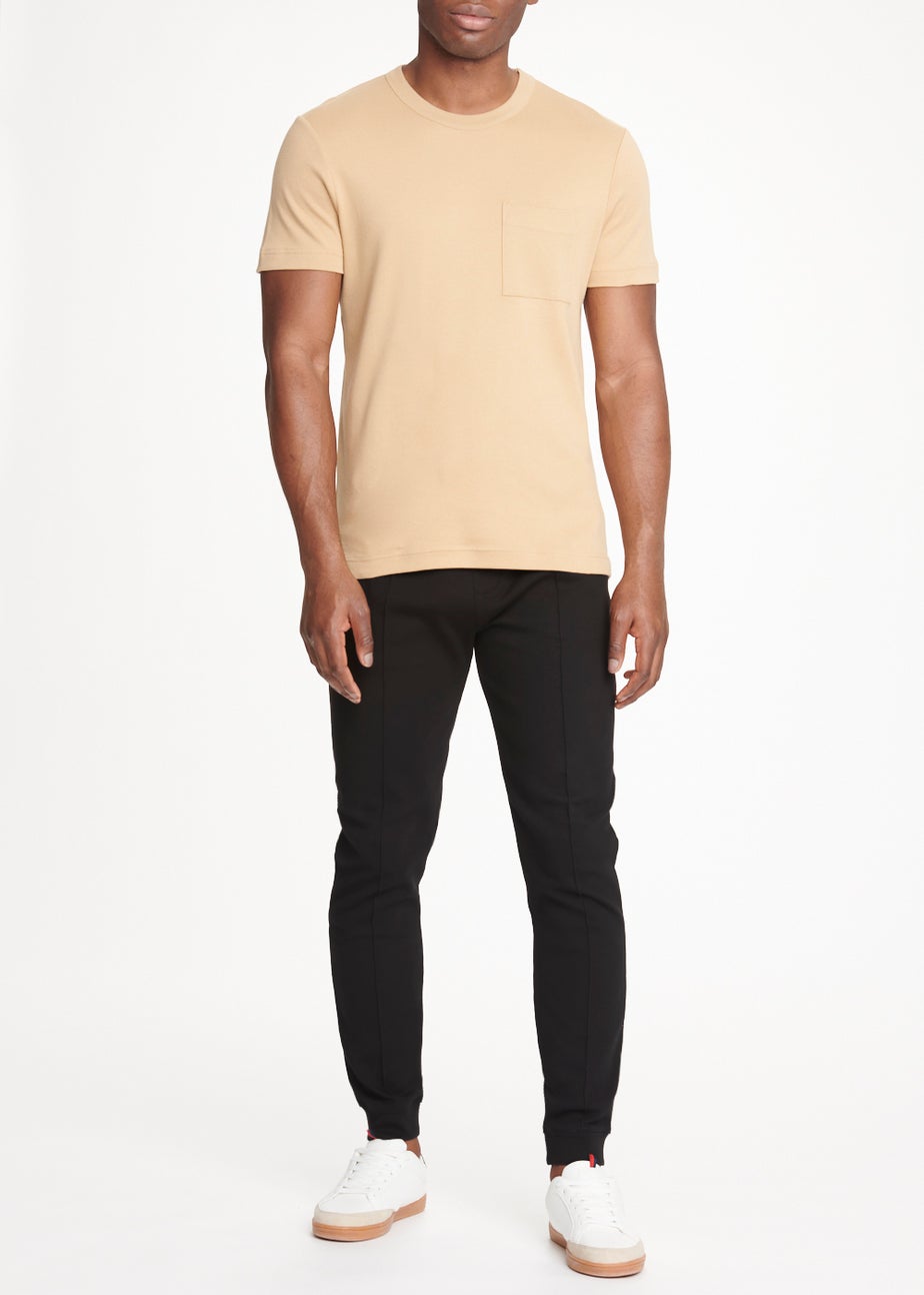 T&W Black Seam Detail Cuffed Joggers