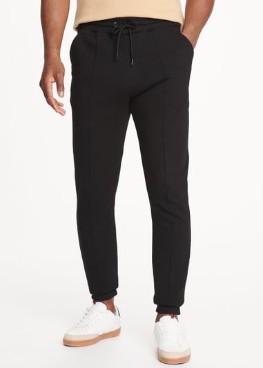 T&W Black Seam Detail Cuffed Joggers