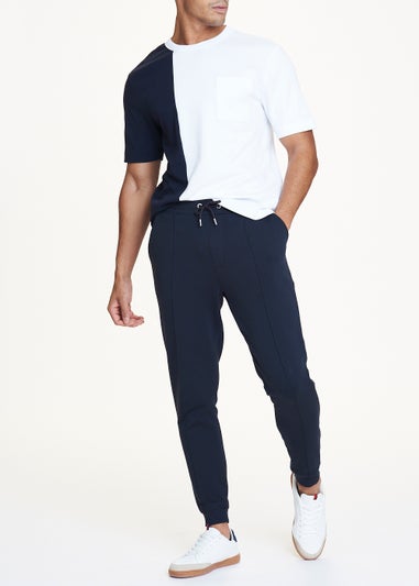 T&W Navy Seam Detail Cuffed Joggers