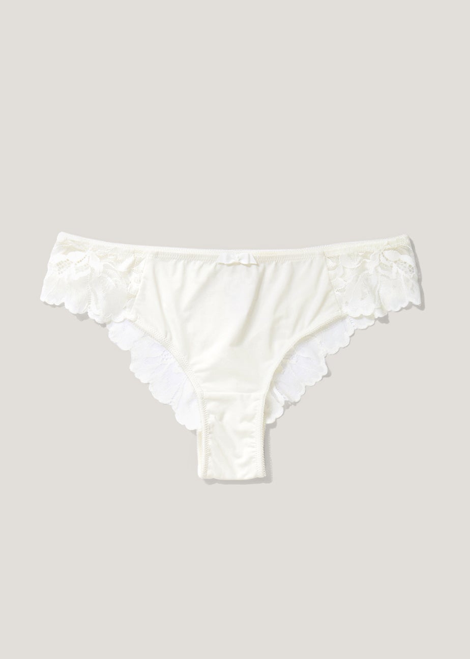 Cream Lace Detail Brazilian Knickers