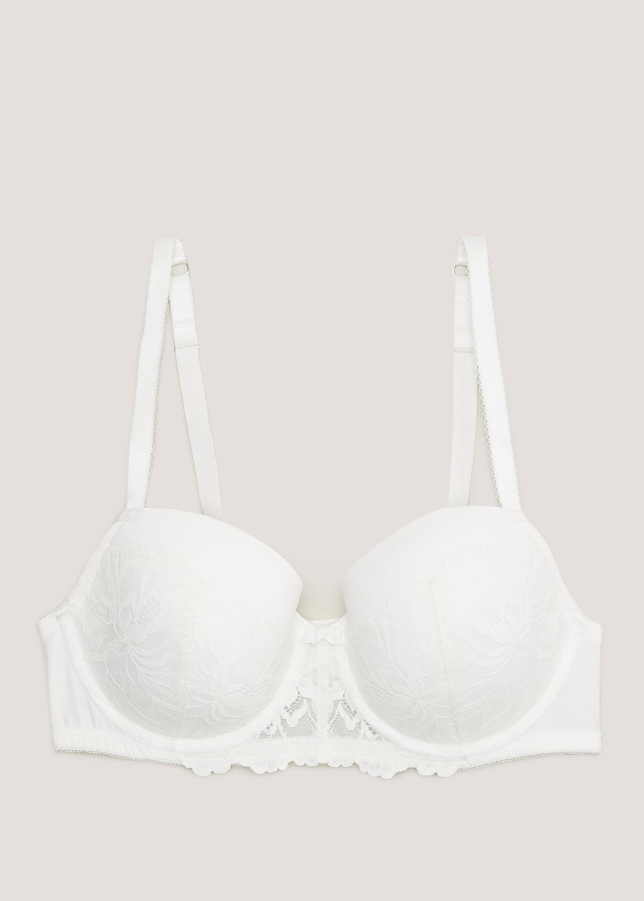 DD+ Cream Padded Lace Trim Bra