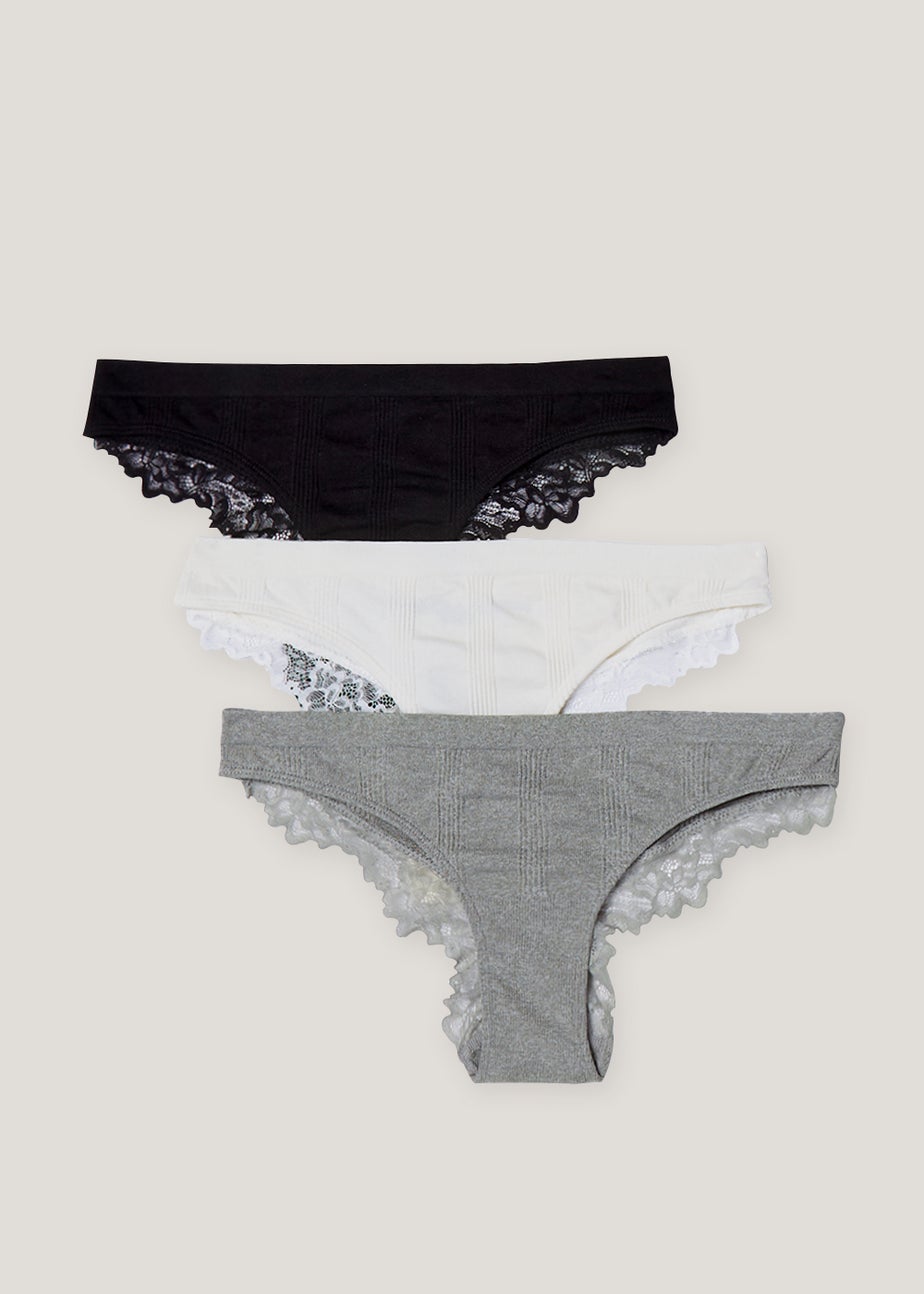 3 Pack Seam Free Ribbed Brazilian Knickers
