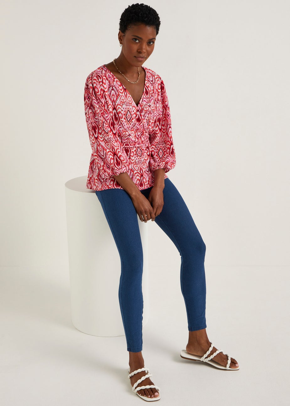 Blue Denim Look Ankle Length Leggings