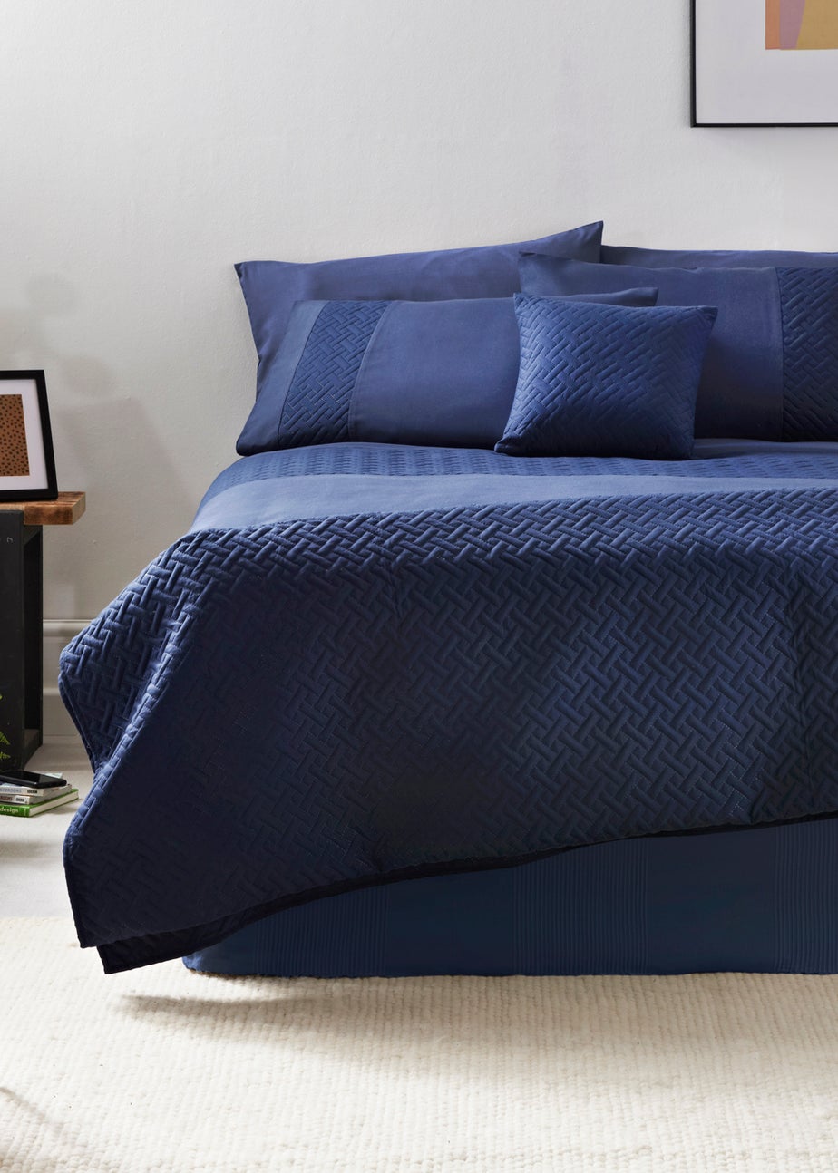 Navy Pinsonic Panel Duvet Cover