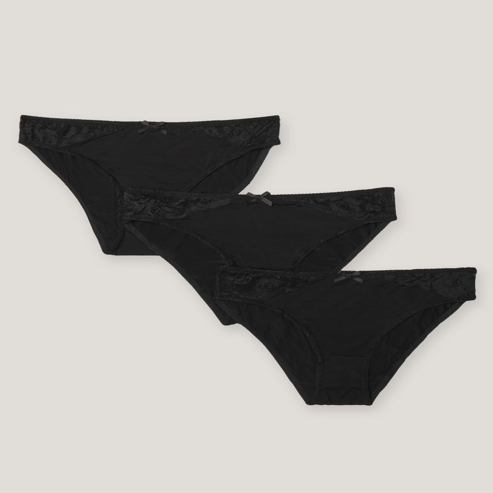 3 Pack Micro Lace High Leg Knickers