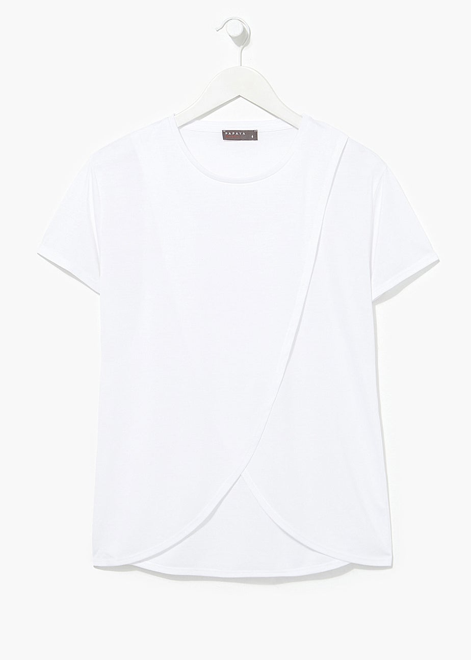 Maternity White Wrap Nursing Top