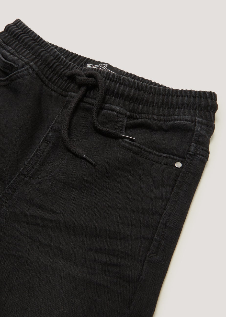 Boys Black Cuffed Jersey Denim Jeans (4-13yrs)