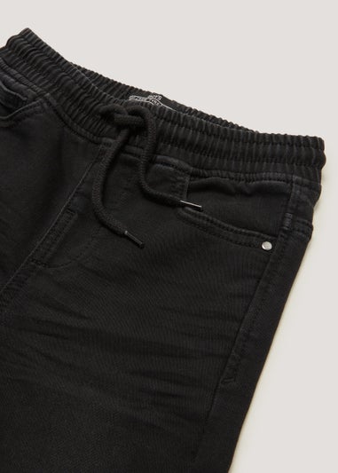 Boys Black Cuffed Jersey Denim Jeans (4-13yrs)