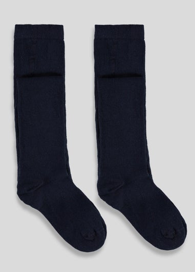 Girls 2 Pack Navy Cotton Tights (2-13yrs)