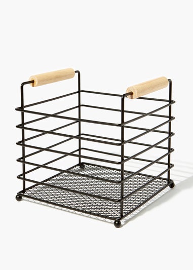 Black Wire Kitchen Caddy (12.5cm x 18cm x 18cm)