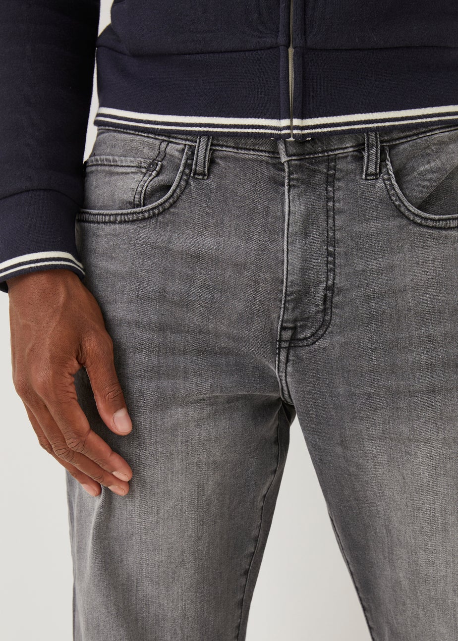 Dark Grey Stretch Straight Fit Jeans