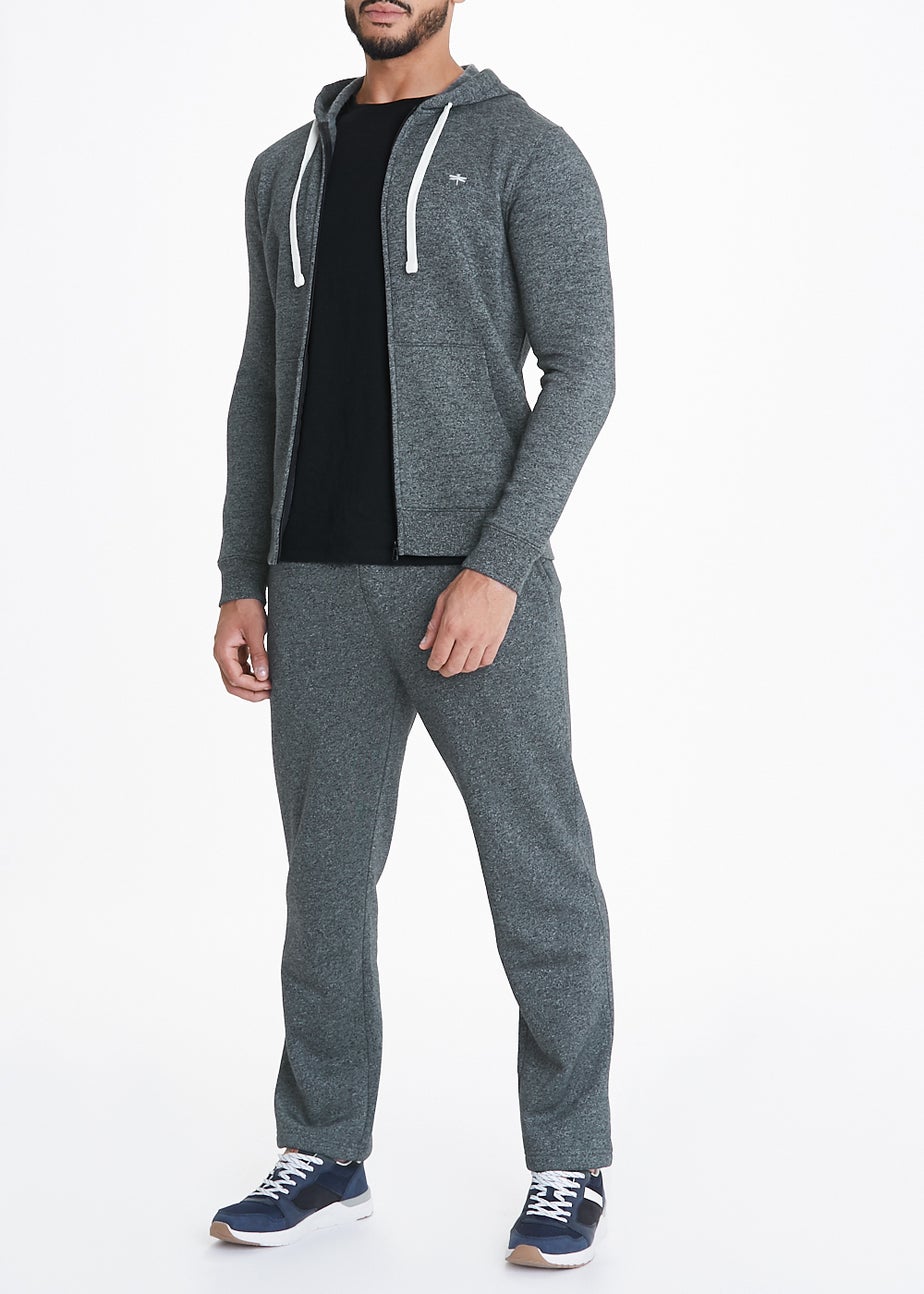 Grey Embroidered Zip Up Hoodie