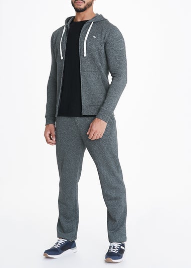 Grey Embroidered Zip Up Hoodie