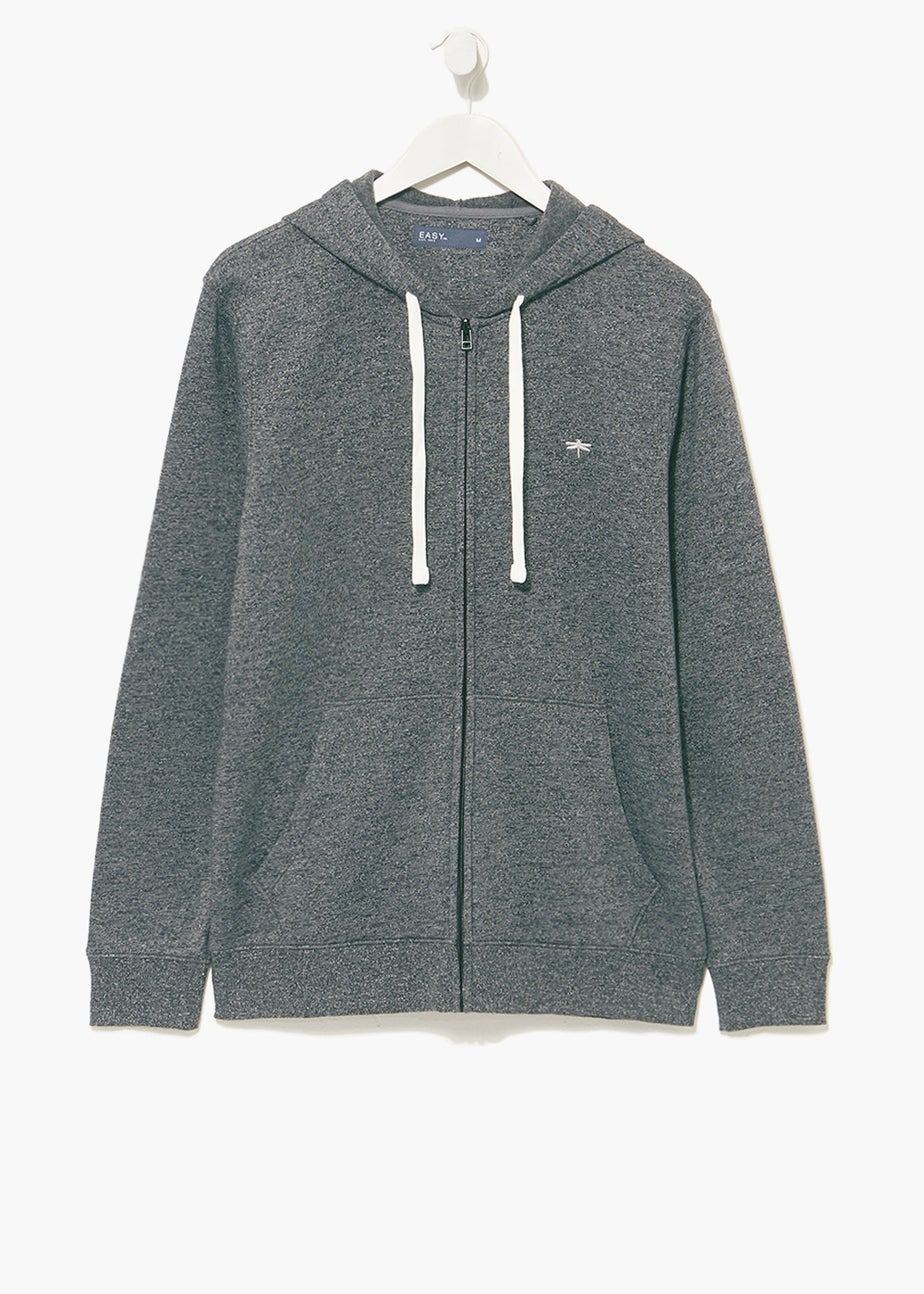 Grey Embroidered Zip Up Hoodie