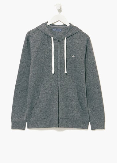 Grey Embroidered Zip Up Hoodie