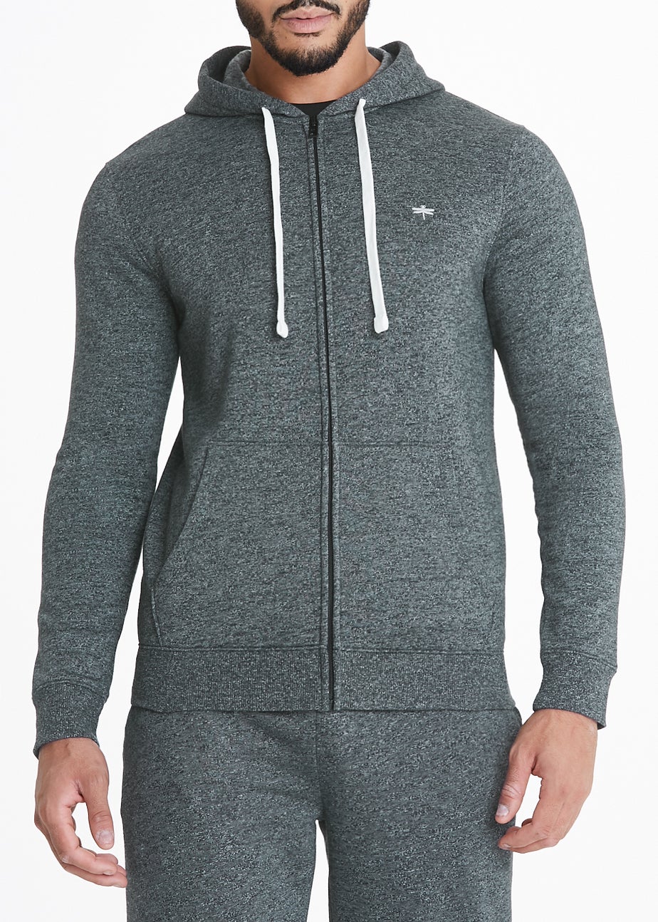Grey Embroidered Zip Up Hoodie