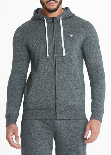 Grey Embroidered Zip Up Hoodie