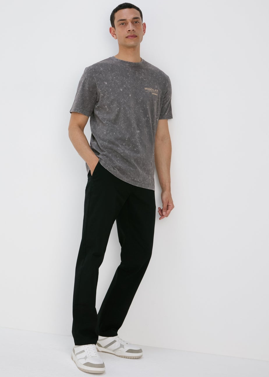 Black Straight Fit Stretch Chinos