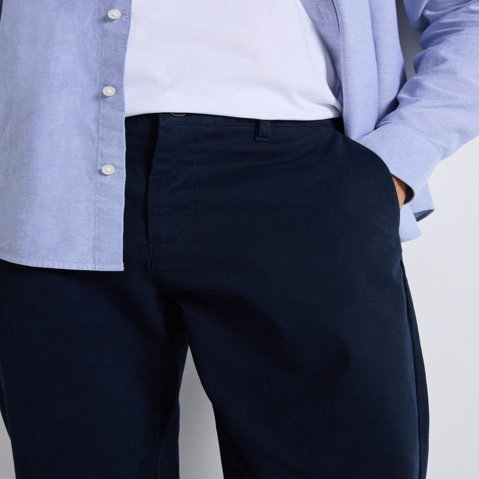 Navy Straight Fit Stretch Chinos