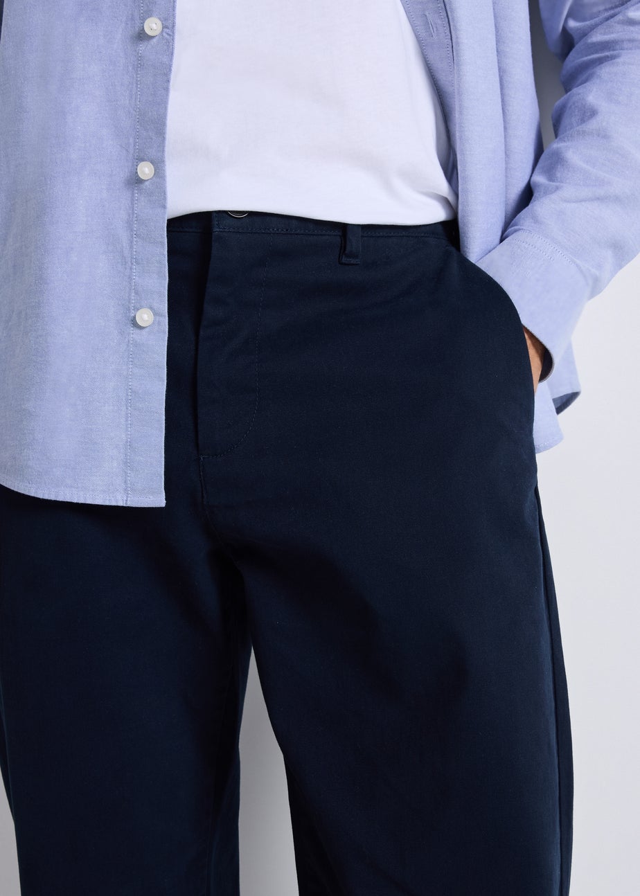 Navy Straight Fit Stretch Chinos