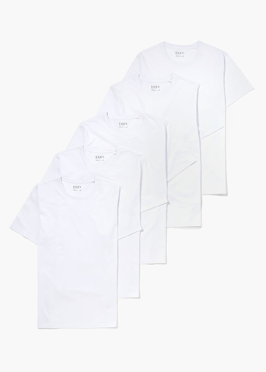 5 Pack White Crew Neck T-Shirts
