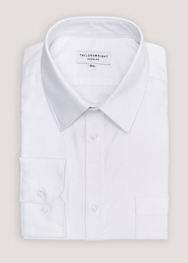 Taylor & Wright White Herringbone Regular Fit Shirt